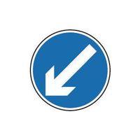 SIGN ARROW DOWN LEFT 600 DIA ALUMINIUM REFLECTIVE