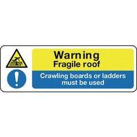 SIGN WARNING FRAGILE ROOF 300 X 100 ALUMINIUM