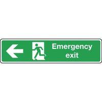 SIGN EXIT EMERGENCY ARROW LEFT 550X125 ALUMINIUM