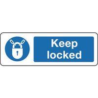 sign keep locked 300 x 100 rigid plastic