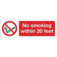 SIGN NO SMOKING WITHIN 20 FT 600 X 200 RIGID PLASTIC