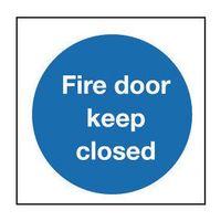 SIGN FIRE DOOR KEEP CLOSED 80 X 80 POLYCARB