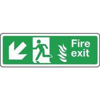 SIGN FIRE EXIT ARROW L DOWN 350 X 100 RIGID PLASTIC