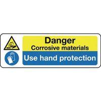 SIGN DANGER CORROSIVE MATERIALS 300X100 RGID PLASTIC