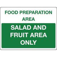 SIGN SALAD AND FRUIT AREA ONLY RIGID PLASTIC 400 x 300