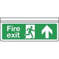 SIGN FIRE EXIT ARROW UP SINGLE SIDED RIGID PLASTIC 300 X 100MM