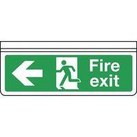 SIGN FIRE EXIT ARROW LEFT DOUBLE SIDED RIGID PLASTIC 300 X 100MM
