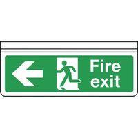 SIGN FIRE EXIT ARROW LEFT DOUBLE SIDED RIGID PLASTIC 450 X 150MM