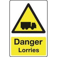 SIGN DANGER LORRIES 400 X 600 VINYL