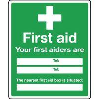 SIGN YOUR FIRST AIDERS ARE 250 X 300 VINYL