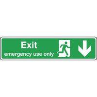 SIGN EXIT EMERGENCY USE ONLY ARROW DOWN 550X125 VINYL