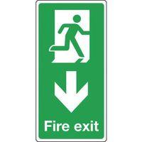 SIGN FIRE EXIT ARROW DOWN 250X200 VINYL