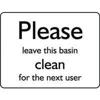 SIGN PLEASE LEAVE THIS BASIN CLEAN 200X150 VINYL