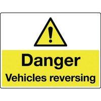 SIGN DANGER VEHICLES REVERSING 600 X 450 POLYCARB