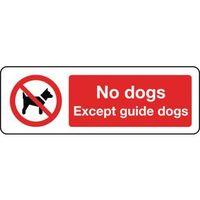 sign no dogs except guide dogs 300 x 100 polycarb