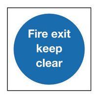 SIGN FIRE EXIT KEEP CLEAR 200 X 200 POLYCARB