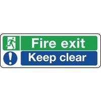 SIGN FIRE EXIT KEEP CLEAR 300 X 100 POLYCARB