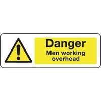 SIGN DANGER MEN WORKING OVERHEAD 300 X 100 POLYCARB