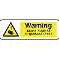 sign warning stand clear of suspended 300 x 100 polycarb