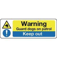 SIGN WARNING GUARD DOGS ON PATROL 300 X 100 POLYCARB