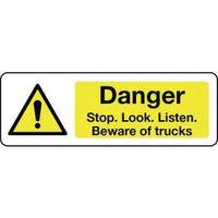 SIGN DANGER STOP LOOK LISTEN 600 X 200 POLYCARB