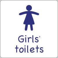 SIGN GIRLS TOILET DARK BLUE PICTURE & TEXT SELF-ADHESIVE VINYL 150 x 150