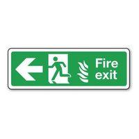 sign fire exit arrow left 350 x 100 aluminium