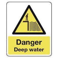 SIGN DANGER DEEP WATER 250X300 RIGID PLASTIC