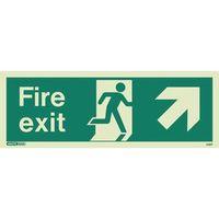 sign fire exit escape up right photo lum 200x450mm rigid