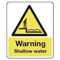 SIGN WARNING SHALLOW WATER 600X200 VINYL