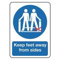 SIGN KEEP FEET AWAY FROM SIDE 100X150 POLYCARBONATE