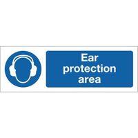 SIGN EAR PROTECTION AREA 600 X 200 ALUMINIUM