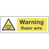 SIGN WARNING RAZOR WIRE 600 X 200 ALUMINIUM