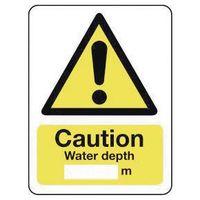 SIGN CAUTION WATER DEPTH 600X450 ALUMINIUM