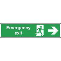 SIGN EXIT EMERGENCY ARROW RIGHT 550X125 RIGID PLASTIC