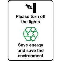 SIGN PLEASE TURN OFF THE LIGHT RIGID PLASTIC 150 x 200