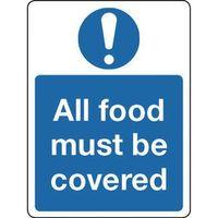 SIGN ALL FOOD MUST BE COVERED ALUMINIUM 150 x 200