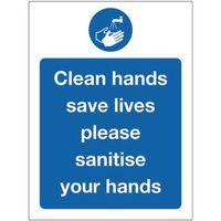 SIGN CLEAN HANDS RIGID PLASTIC 150 x 200