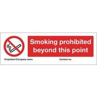 sign smoking prohibited beyond this point 300x100 rigid plastic