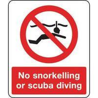 SIGN NO SNORKELLING OR SCUBA DIVING 250 X 300 RIGID PLASTIC