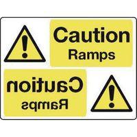 SIGN CAUTION RAMPS 400X600 ALUMINIUM