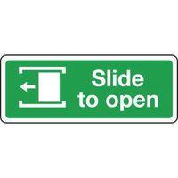 SIGN SLIDE TO OPEN LEFT 600 X 200 RIGID PLASTIC