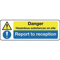 sign danger report to reception 300x100 rgid plastic