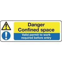 SIGN DANGER CONFINED SPACE 300 X 100 VINYL