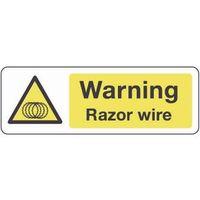 SIGN WARNING RAZOR WIRE 300 X 100 VINYL