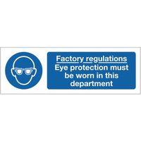 sign factory regulations eye 300 x 100 aluminium