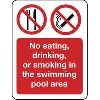 SIGN NO EATING, DRINKING SELF-ADHESIVE VINYL 250 x 300