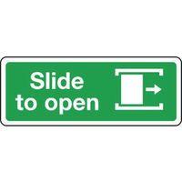 SIGN SLIDE TO OPEN RIGHT 300 X 100 RIGID PLASTIC