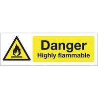 SIGN DANGER HIGHLY FLAMMABLE 300 X 100 RIGID PLASTIC