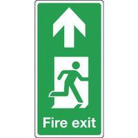 sign fire exit arrow up 250x500 rigid plastic